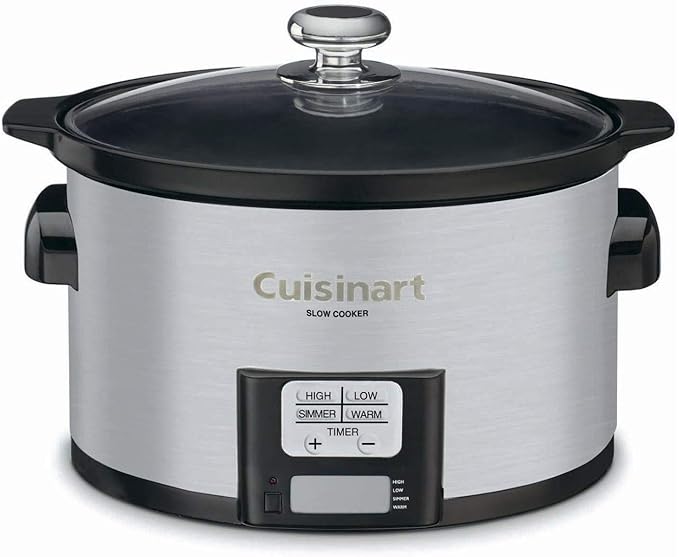 Cuisinart PSC-350 3-1/2-Quart Programmable Slow Cooker, Silver, 9-1/2 in H x 9.1 in W x 12.67 in L