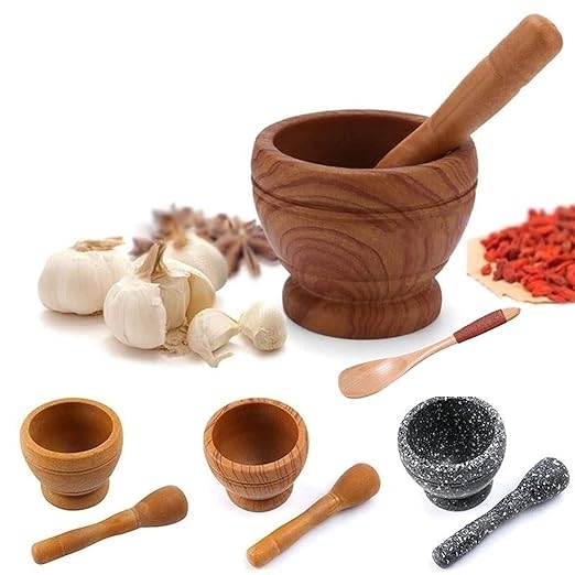 Resin Mortar and Pestle Set, Guacamole Bowl Molcajete Grinder Garlic Spices Herbs Mortar Pestle Set, Great for Guacamole Spice,Cooking Tools Supplies, Small 4.3 Inch Holds 1.5 Cups,Not Made by Stone