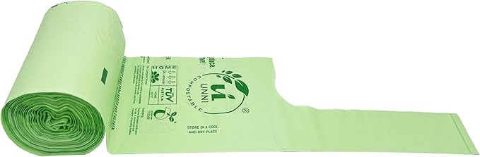 UNNI Compostable T-Shirt Bags with Tie Handles, 8 Gallon / 30 Liter, 30 Count, 0.80 mil Medium Kitchen Compost Liners, Certified by BPI, CMA & OK compost HOME, Meets ASTM D6400
