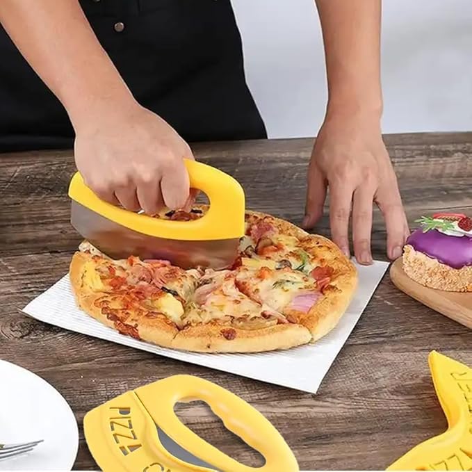 Mezzaluna Mincing Chopper Easy Grip Pizza Cutter and Salad Chopper, Quick Rocking n Chopping Meat, Herbs and Salads,Green