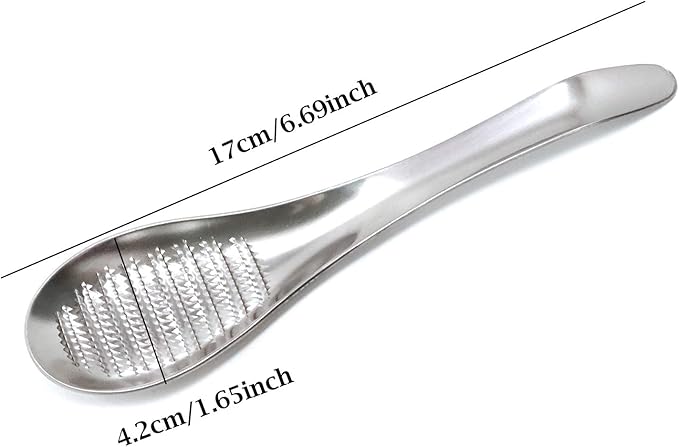 Honbay 1PCS Stainless Steel Garlic Ginger Fruits Root Vegetable Grater Grinder Spoon for Kitchen