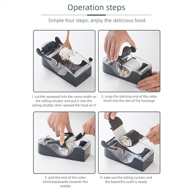 Sushi Roll Maker Kit for Beginners - Complete Sushi Rolling Kit with Easy-to-Use Design, Perfect for California Rolls & Homemade Sushi Night