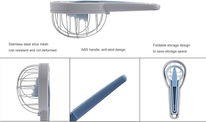 Avocado Slicer Kiwi Cutter Slicer,3 in 1 Stainless Steel Avocado Kiwi Cuber and Peeler Tool,Fruit Peeler for Avocado and Kiwi,Fruit Salad Kitchen Gadgets(Blue)