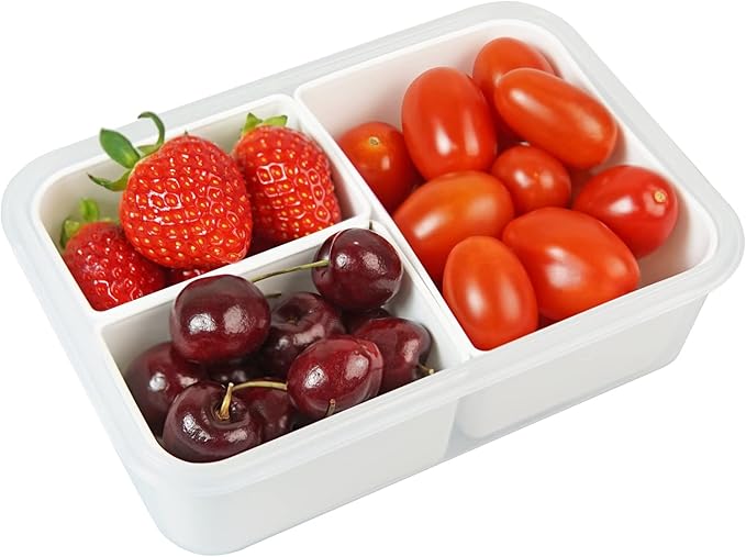 carrotez Food Storage Container with 3 Removable Compartments (Asymmetrical), Reusable, BPA Free, 4.64 Cup (1100ml)