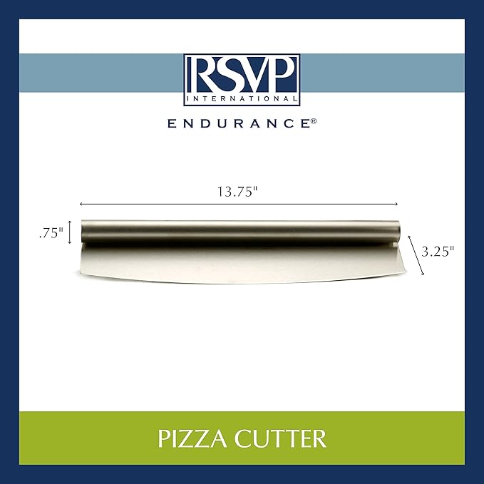 RSVP International Endurance® Rocker Style Stainless Steel Pizza Cutter, 14" | Sharp & Versatile Cutter | Chop & Slice Cakes & Pizzas with Ease | Dishwasher Safe