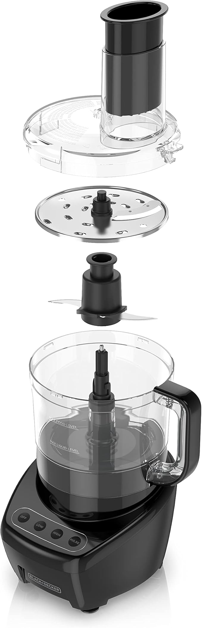 BLACK+DECKER 3-in-1 Easy Assembly 8-Cup Food Processor, Stainless Steel S-Blade, Easy-Clean, Touchpad Controls Black