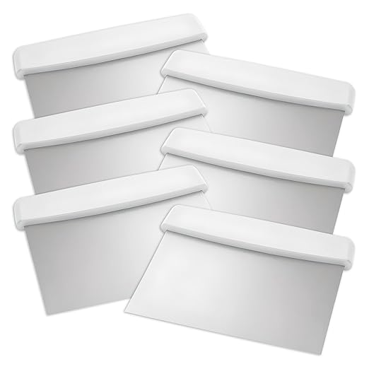 OCS Parts 6-Pack 6" Stainless Steel Dough Cutter and Bench Scraper | White Handle | Cutter for Pizza Dough, Bread, and Pastry Dough | Multipurpose Kitchen Utensil