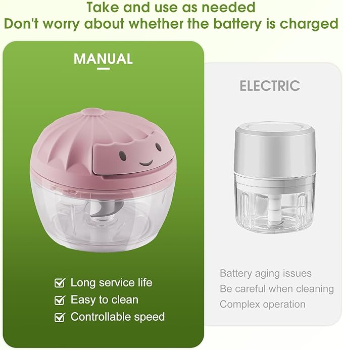 Manual Food Chopper Vegetable Cutter Onions Cutter Garlic Dicer Grinder Veggie Chopper with Container 160ML