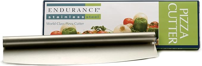 RSVP International Endurance® Rocker Style Stainless Steel Pizza Cutter, 14" | Sharp & Versatile Cutter | Chop & Slice Cakes & Pizzas with Ease | Dishwasher Safe