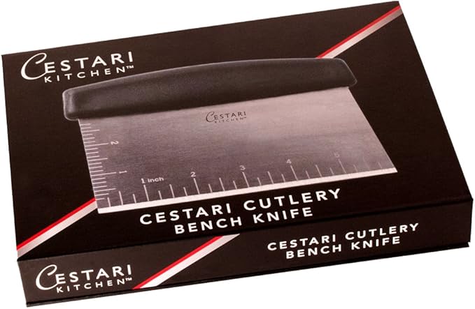 Cestari Dough Scraper Bench Knife: Professional Quality Heavy Duty Stainless Steel Bench Scraper, Chopper, Cutter - Perfect for Pastry, Nuts, Herbs, Chocolate, Pizza Dough, Soap, Bread Baking