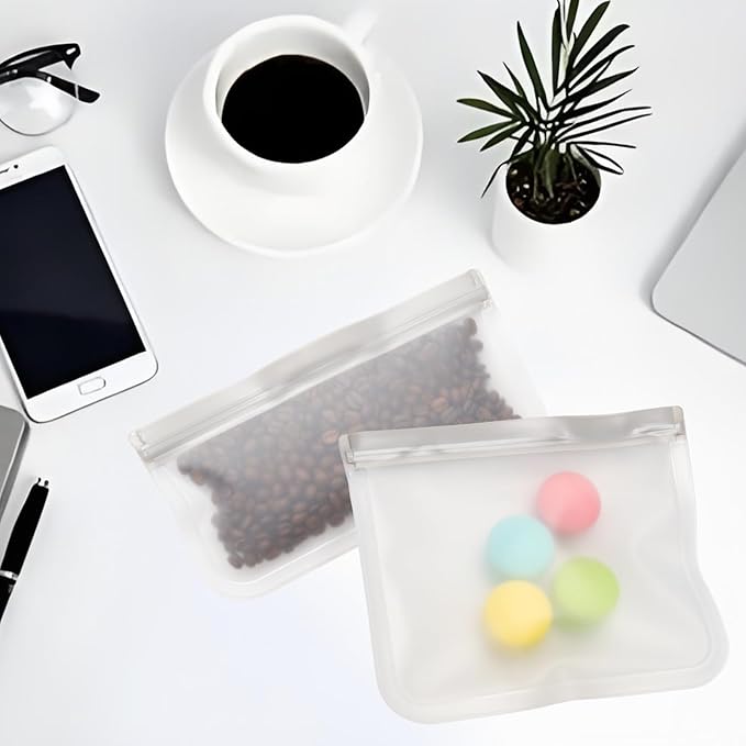 10 Pack Reusable Food Storage Bags, Leakproof Reusable Freezer Bags, 3 Sizes Silicone Food Storage Containers for Sandwich, Snack, Vegetable, Fruit or Meat (Grey)