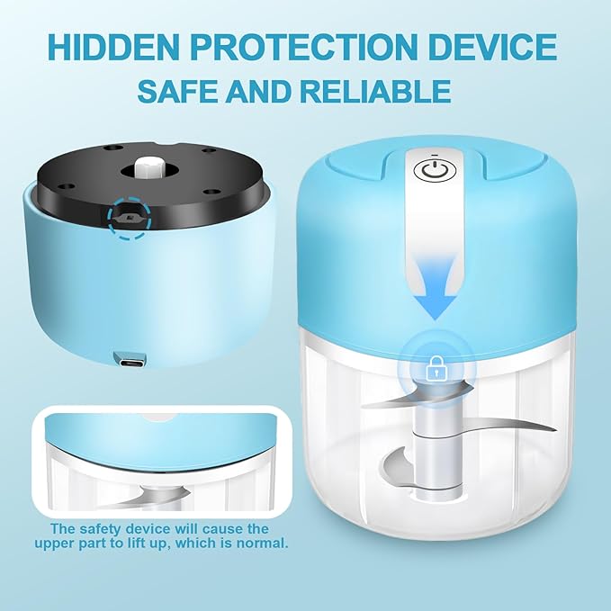 Garlic Chopper, 250ML Portable Electric Garlic Chopper with USB Charging Function, Wireless Food Processor for Chili, Fruit, Meat, Ginger, Onion etc