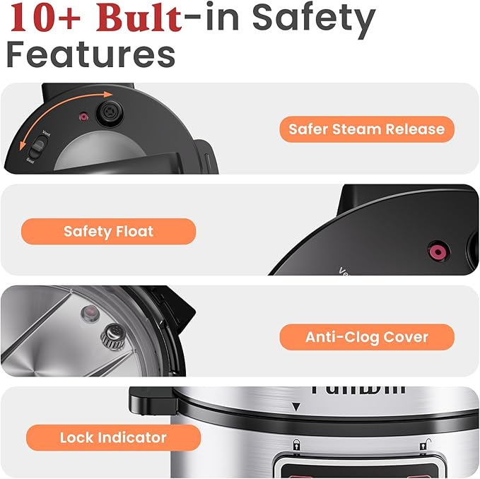 Fullwill 8QT Electric Pressure Cooker Max, 1200W Fast Cooking, 12-in-1 Multi-Use Programmable with Ceramic Non Stick Pot for Sauté, Slow Cook, Steam, Yogurt, Ideal for Family Meals & Gatherings