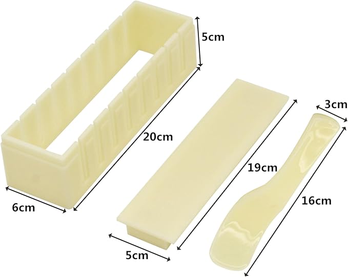 Sushi Mold Kit for Beginners Sushi Maker Sushi Shape Press Sushi Molder Safe Material Sushi Making Kit for Family Save Time Off white (Square)