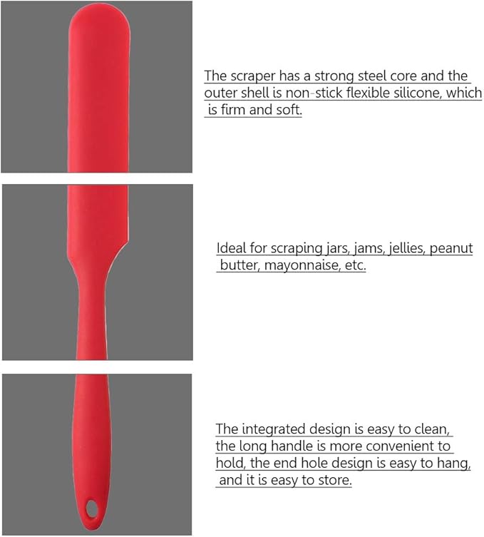 4pcs Silicone Spatula Set Heat Resistant Cake Cream Butter Spatulas Mixing Batter Scraper Non-Stick Flexible Baking Cooking Tool 4 Colors (multicolor)