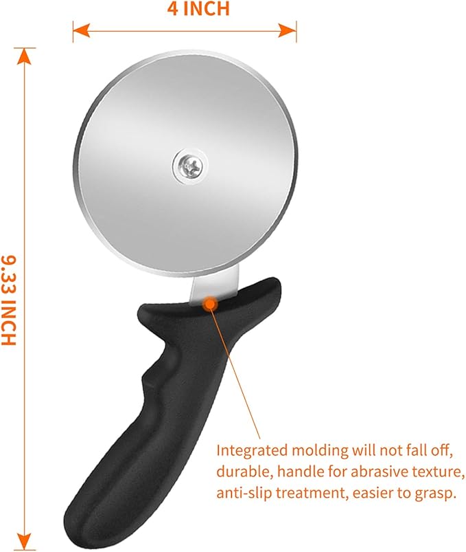 Pizza Cutter Wheel, Stainless Steel Slicer, 9.33-Inch Super heavy 173g, Sharp funny Classic Cutters, Kitchen Gadget with finger guard protects, For Pizza Lovers for easy dishwasher cleaning