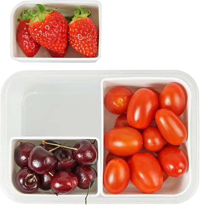 carrotez Food Storage Container with 3 Removable Compartments (Asymmetrical), Reusable, BPA Free, 4.64 Cup (1100ml)