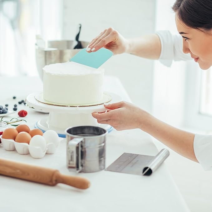 6 Pcs Dough Scraper Bench Scraper, Stainless Steel Scraper/Chopper & Plastic Dough Cutter for Bread Cake Pastry Sourdough