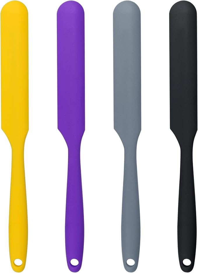 4pcs Silicone Spatula Set Heat Resistant Cake Cream Butter Spatulas Mixing Batter Scraper Non-Stick Flexible Baking Cooking Tool 4 Colors (mix color-2)