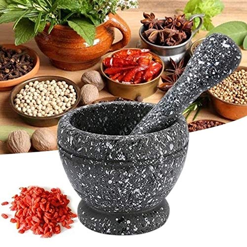 Resin Mortar and Pestle Set, Guacamole Bowl Molcajete Grinder Garlic Spices Herbs Mortar Pestle Set, Great for Guacamole Spice,Cooking Tools Supplies, Small 4.3 Inch Holds 1.5 Cups,Not Made by Stone