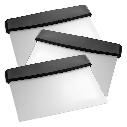 OCS Parts 3-Pack 6" Stainless Steel Dough Cutter and Bench Scraper | Black Handle | Cutter for Pizza Dough, Bread, and Pastry Dough | Multipurpose Kitchen Utensil