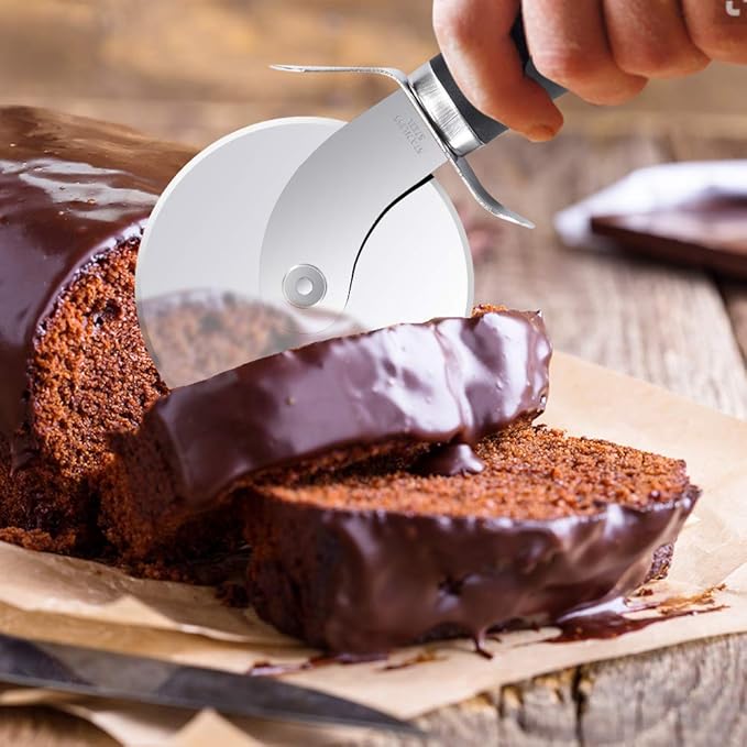 SCHVUBENR Premium Pizza Cutter Wheel - Ultra Sharp Stainless Steel Pizza Slicer with Non-Slip Soft Grip Handle - Multi-Purpose Cutter for Pizza, Dough & Pastry - Dishwasher Safe, Easy to Clean - Black