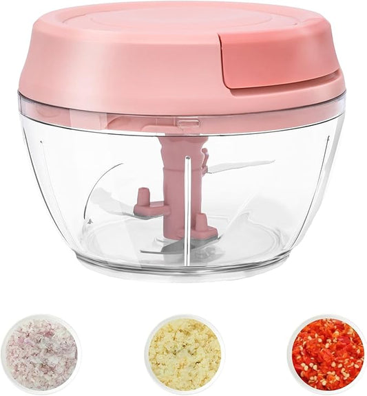 Manual Food Chopper Vegetable Cutter Onions Cutter Garlic Dicer Grinder Veggie Chopper with Container 500ML