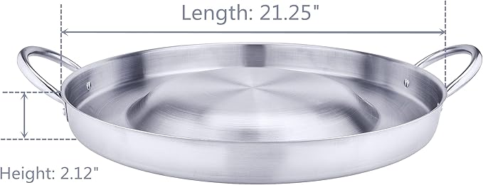 ARC, CM54 NSF Approval 21.25" Heavy Duty Stainless Steel Convex Comal Cazo Griddle Fryer Cookware, Mexican Style Wok, Great Comal para Tacos Tortillas Maker, Cooking Disco Camping (21.25'' X 2.12'')