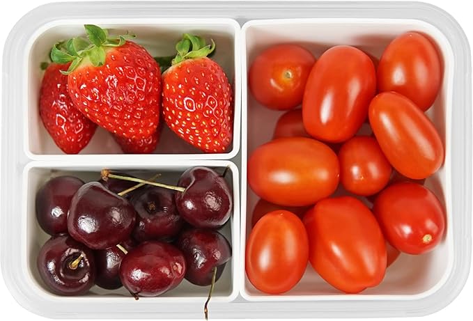 carrotez Food Storage Container with 3 Removable Compartments (Asymmetrical), Reusable, BPA Free, 4.64 Cup (1100ml)