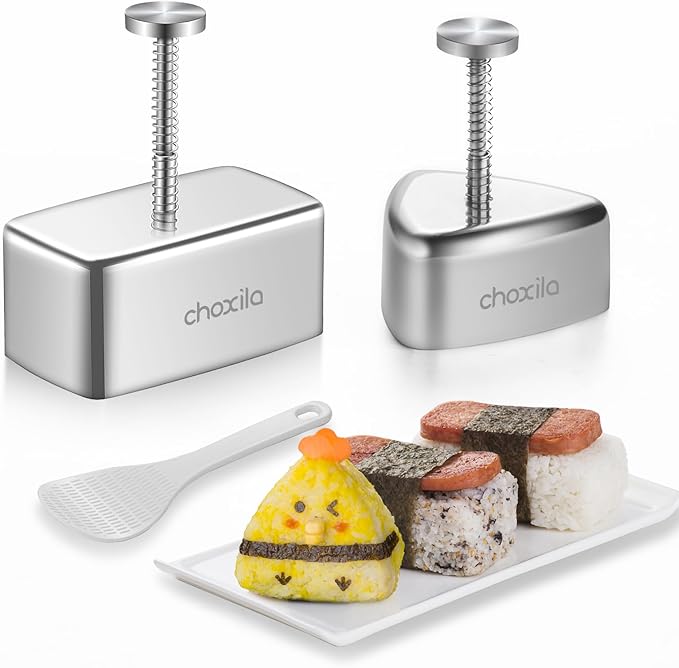 3 Pack Onigiri Mold Stainless Steel, Musubi Mold Rice Kit, Maker Press, Classic Triangle Rice Ball Maker Sushi Set for Kid Lunch Bento and Home DIY