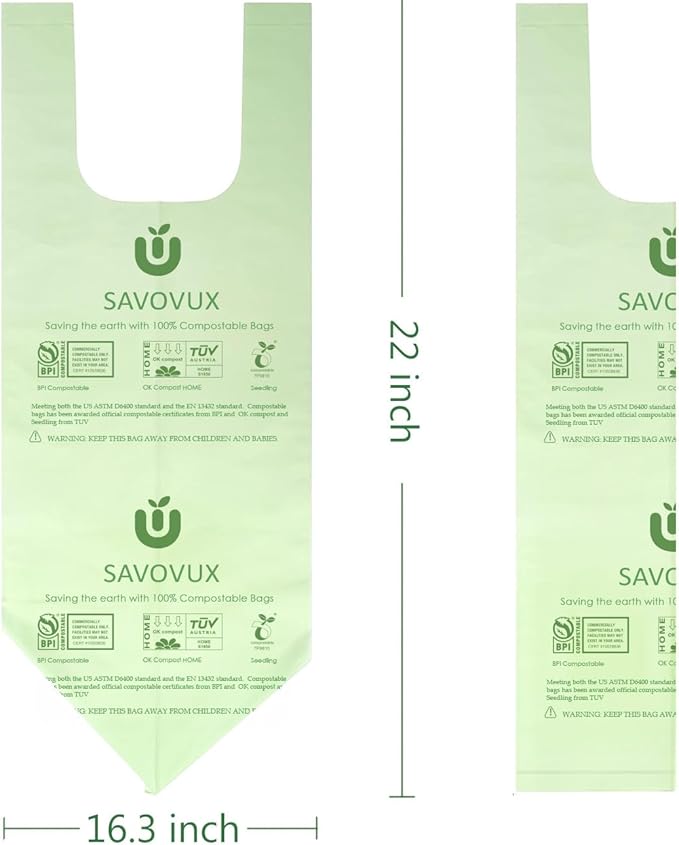 Small Compost Bags 2.6 Gallon with Handles,0.71 Mil Extra Thick Kitchen Food Scrap Bags,Compostable Trash Bags mini Certified by BPI &Europe OK Compost, 9.84L