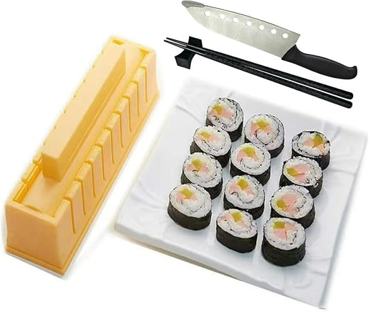 YUHE Sushi Maker, DIY Sushi Mold Set - Easy Sushi Making Kit, with Chopsticks, Chopstick Rest and Sushi Knife (Make Round Shaped Sushi)