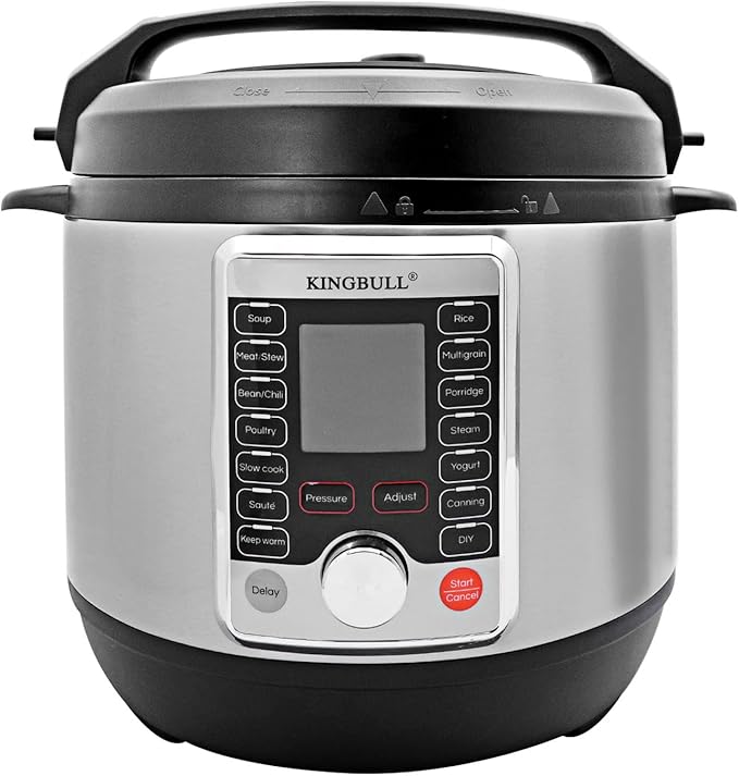 KINGBULL 12-in-1 Electric Pressure Cooker, Slow Cooker, Rice Cooker, Steamer, Sauté, Yogurt Maker & Warmer, One-Touch Programs,Support DIY,Stainless Steel/Black. (6 Quart)