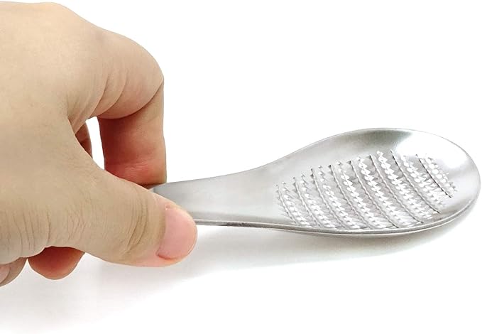 Honbay 1PCS Stainless Steel Garlic Ginger Fruits Root Vegetable Grater Grinder Spoon for Kitchen
