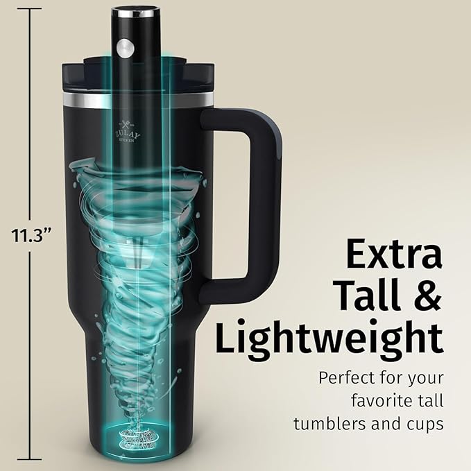 Zulay Kitchen Rechargeable Milk Frother Handheld - Lux 4 Whisks, Powerful 2-Speed Motor, Waterproof, 2000mAh Battery - Drink Mixer for Latte, Cappuccino, Matcha & Protein Powder - Dark Copper