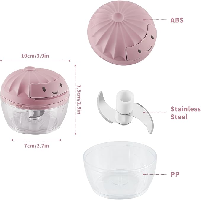 Manual Food Chopper Vegetable Cutter Onions Cutter Garlic Dicer Grinder Veggie Chopper with Container 160ML