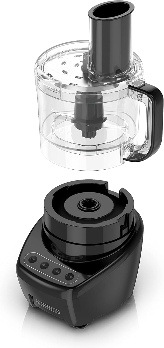 BLACK+DECKER 3-in-1 Easy Assembly 8-Cup Food Processor, Stainless Steel S-Blade, Easy-Clean, Touchpad Controls Black