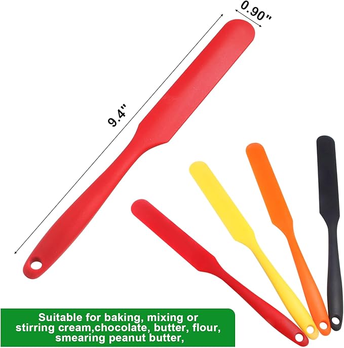 4 Pcs Silicone Jar Spatulas, Non-Stick Heat Resistant Cake Cream Spatulas Set, 9.8 inch Cake Cream Butter Spatulas(4 colors）