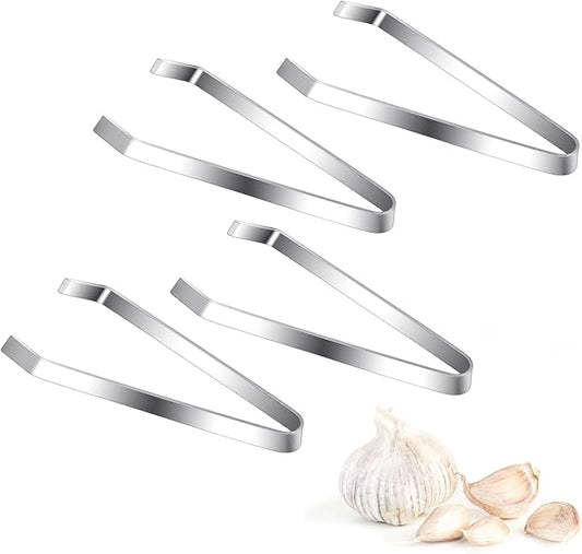 4 Pcs Garlic Tweezers, Garlic Peeling Tweezers, Peeling Garlics Stainless Steel Silver, Kitchen Garlics Peelings Tool Ergonomic Handle Easy Faster