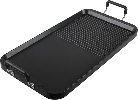 Vayepro 2-in-1 Stove Top Griddle & Grill Pan, 20 Inch Non-Stick Double Burner Griddle for Gas, Electric, and Camping Stoves, Perfect for Pancakes, BBQ, and Indoor/Outdoor Cooking