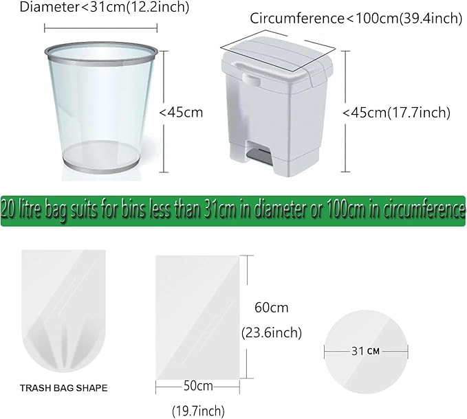 100 Count 4 Gallon Small Biodegradable Trash Bags 20L Leakage-Free Waste Basket Trash Bags Compost Garbage Bag Trash Can Liners for Kitchen, Restaurant, Office, Bedroom, Bathroom