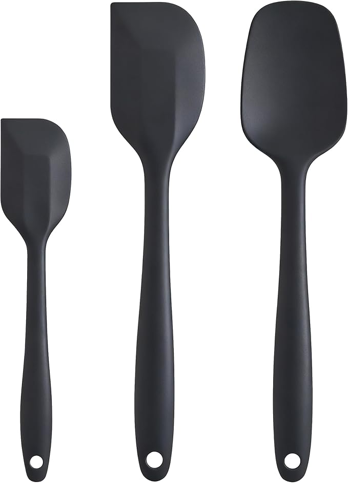 Silicone Spatula Set - Rubber Spatula - 600°F Heat Resistant Baking Spoon & Spatulas(Black)