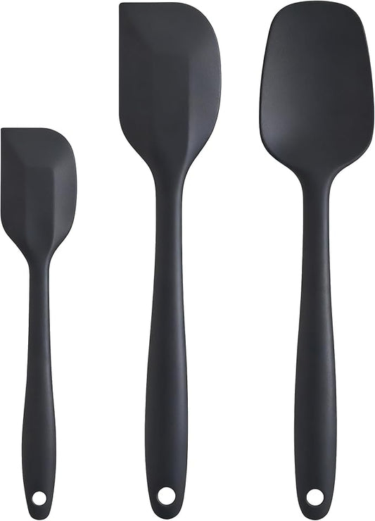 Silicone Spatula Set - Rubber Spatula - 600°F Heat Resistant Baking Spoon & Spatulas(Black)