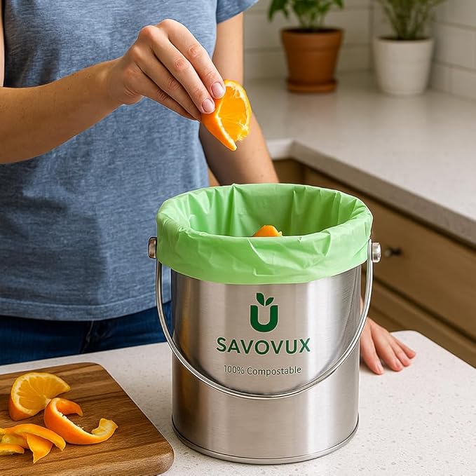 Small Compost Bags 2.6 Gallon with Handles,0.71 Mil Extra Thick Kitchen Food Scrap Bags,Compostable Trash Bags mini Certified by BPI &Europe OK Compost, 9.84L