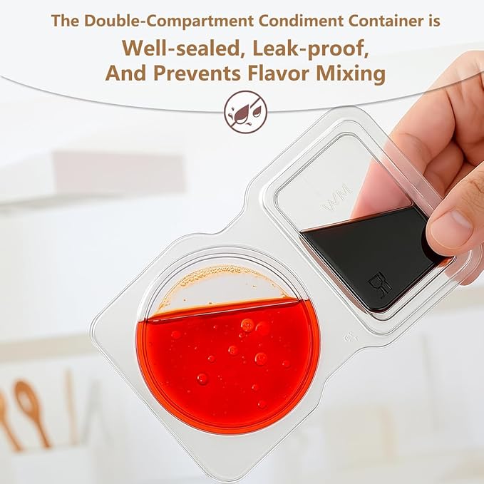 30 Sets Reusable Snack Containers Double Compartment Snackle Box Container with Lids - Leak-Proof BPA-Free Food Storage, Condiments Portion Control Dip Cups for Kids School Lunches, Meal Prep, Takeout