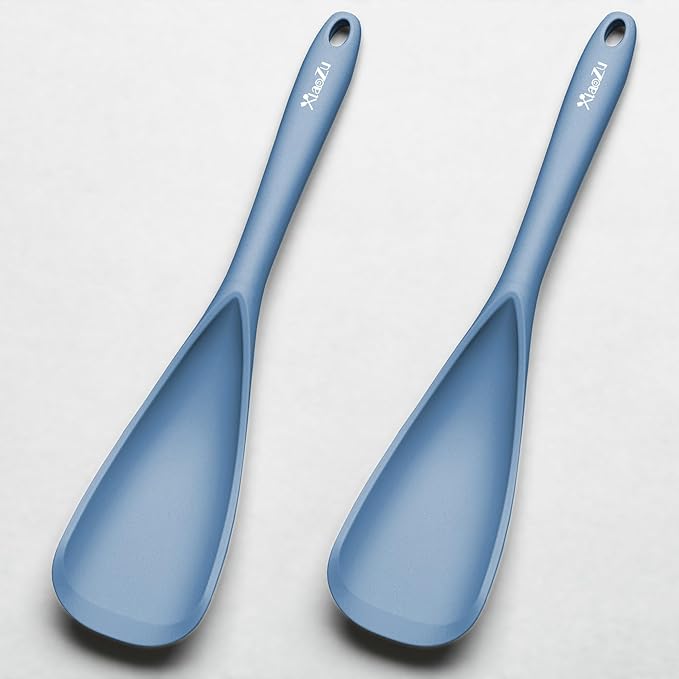 Silicone Spatula Spoon, Great for Both Cooking and Serving Durable BPA-Free Matte Black Silicone, Seamless Design, Safe for Nonstick Cooking Surfaces, 2-Pcs, Starry Blue