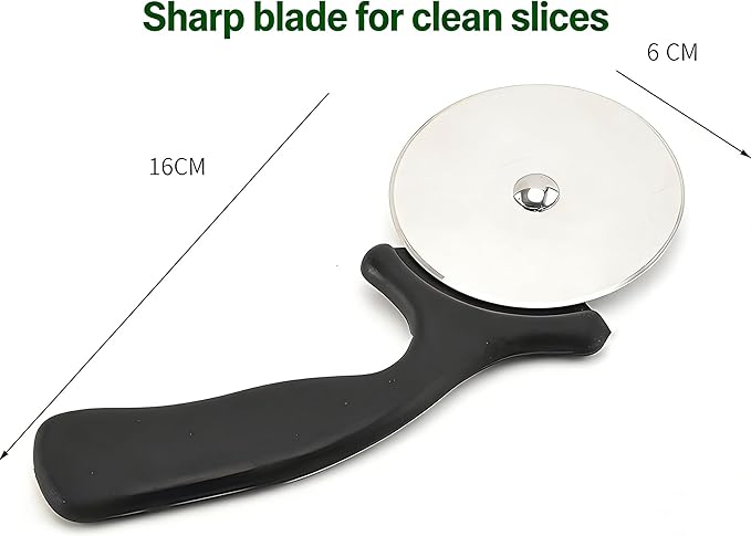 Pizza Cutter Wheel, Stainless Steel Slicer, Sharp Classic Cutters, Kitchen Gadget with finger guard protects, Easy dishwasher cleaning