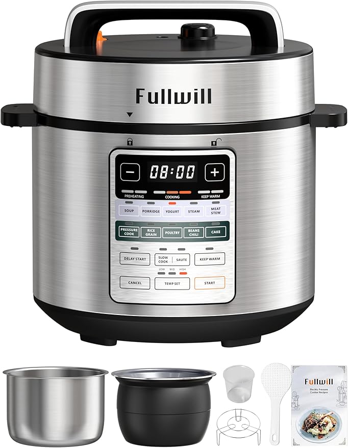 Fullwill Dual-Pot Electric Pressure Cooker 6+5QT(2026 Upgraded), 12-in-1 Multi-Cooker for Pressure Cooking, Soup, Yogurt, Stew, Rice