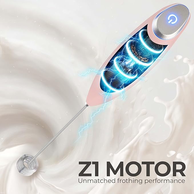 Zulay Kitchen Patented Tornado Triple Whisk Milk Frother with 4 Duracell Batteries – Handheld Foam Maker for Coffee, Lattes, Matcha & Hot Chocolate – Rich, Creamy Froth in Seconds