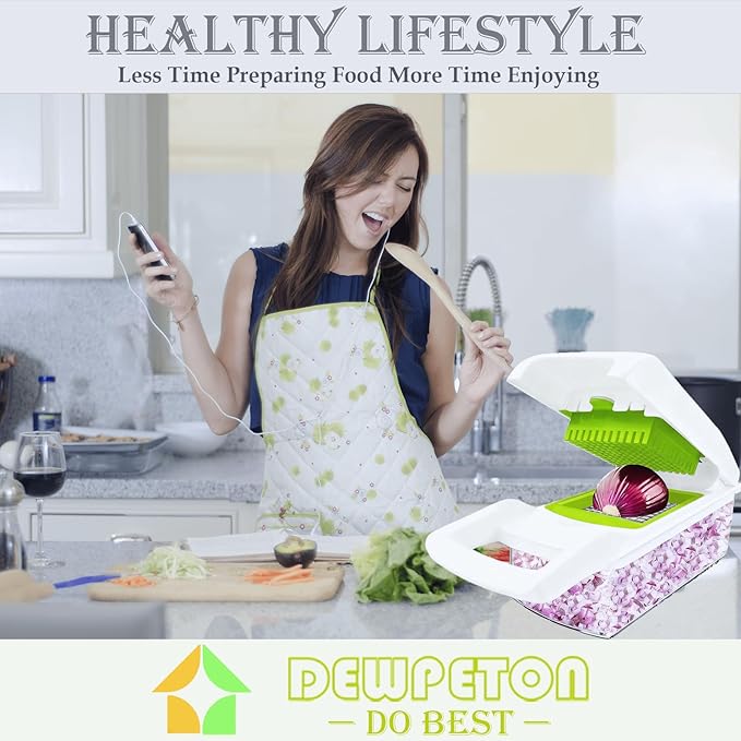 Pro-Series 16-in-1 Mandoline Slicer & Spiralizer, Veggie Chopper with Container for Onion Salad & More